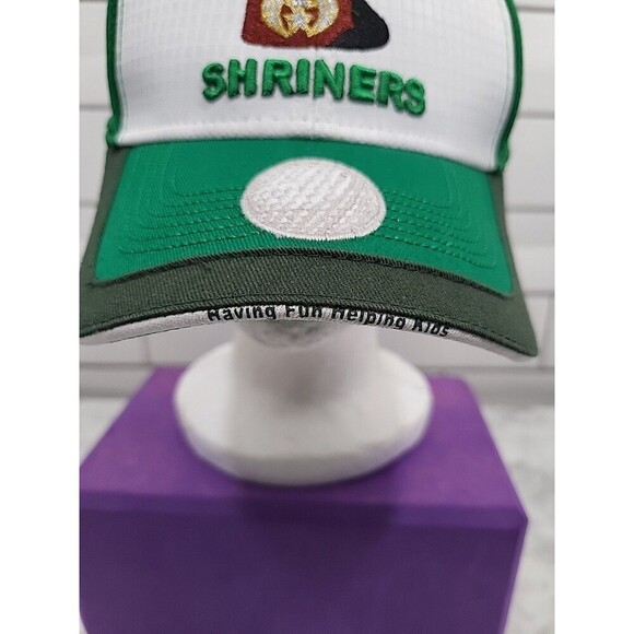 Alcazar Shriners Mens Hat Cap Adjustable Strapback White Green - Picture 2 of 7